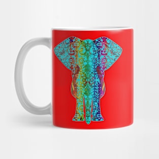 Rainbow Blue Elephant On Red V.2 Mug